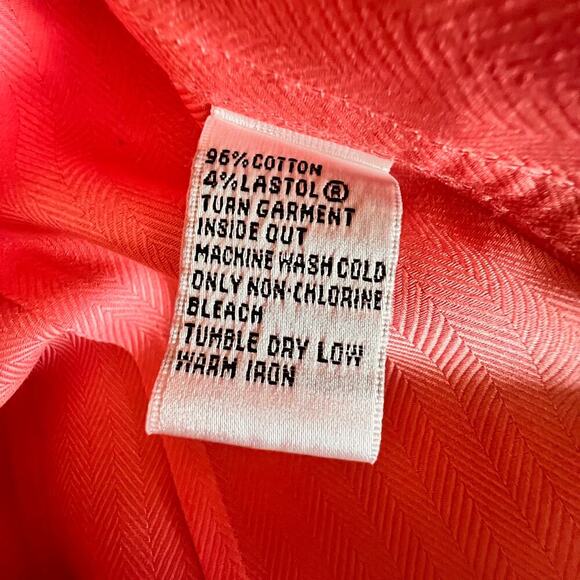 Talbots Coral Pink Herringbone Button Front Blouse Preppy Classic 10 - Picture 8 of 10
